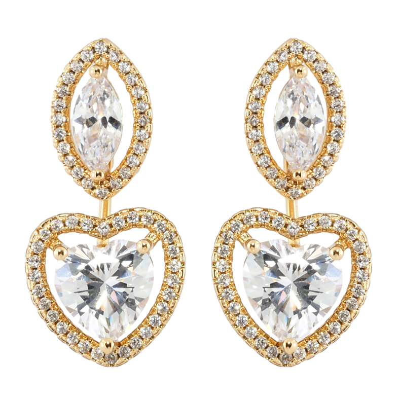 Сережки Xuping Позолота 18K пусети-джекети Палкість сердець фото №3