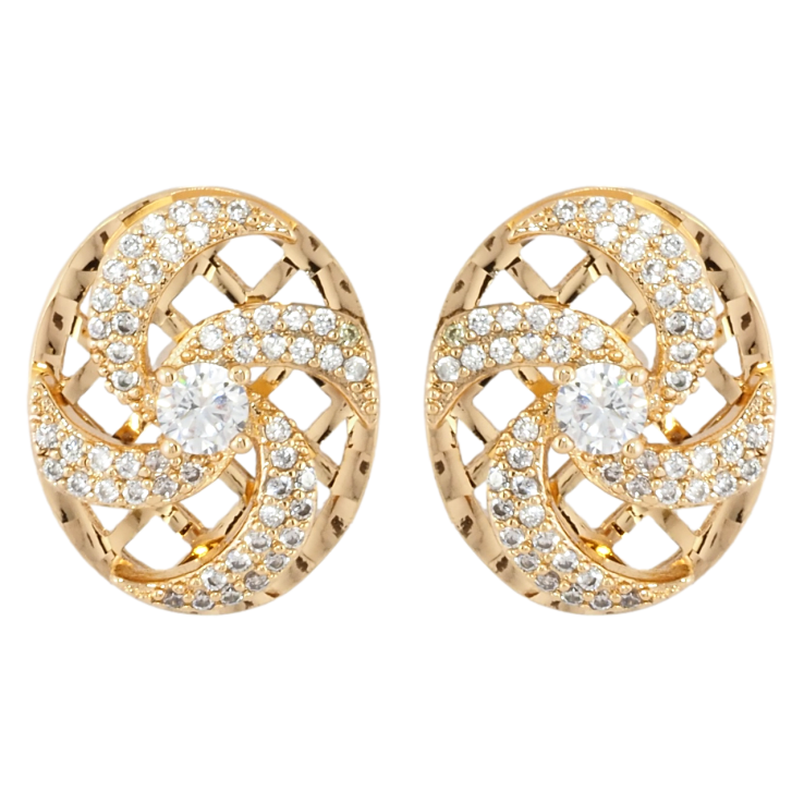 Серьги Xuping Позолота 18K пусеты Декоративные овалы с узором из циркония фото №21