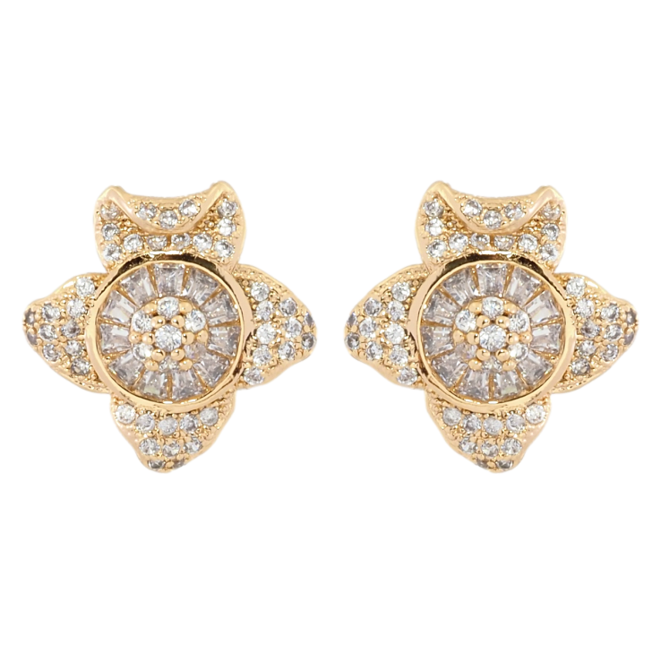 Серьги Xuping Позолота 18K пусеты Декоративный цветок с инкрустацией цирконием фото №13