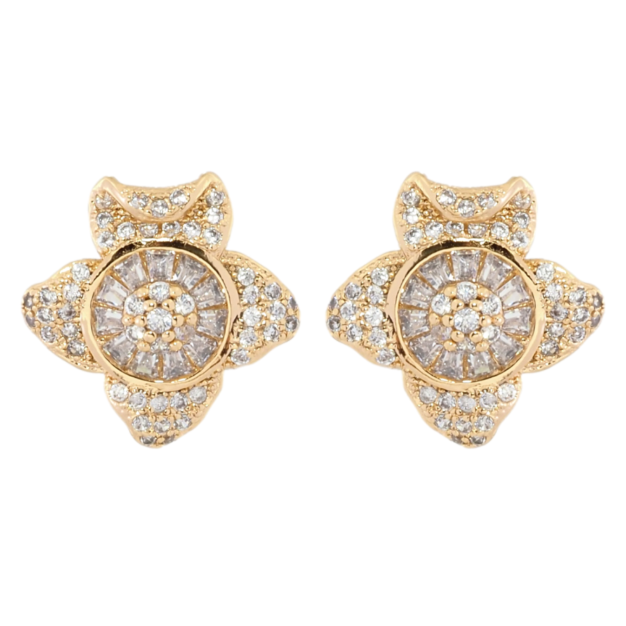 Серьги Xuping Позолота 18K пусеты Декоративный цветок с инкрустацией цирконием фото №1