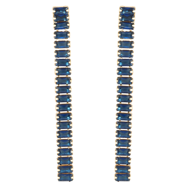 Серьги Xuping Позолота 18K пусеты Дорожки синих кристаллов фото №10