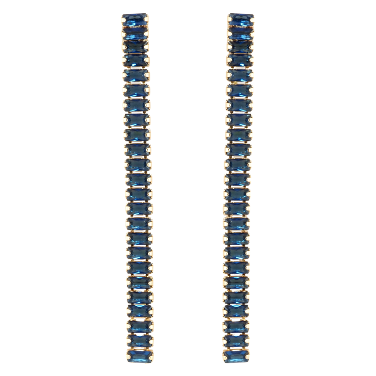 Серьги Xuping Позолота 18K пусеты Дорожки синих кристаллов фото №7