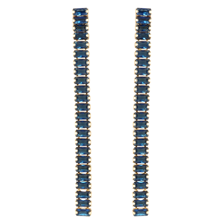 Серьги Xuping Позолота 18K пусеты Дорожки синих кристаллов фото №3 Серьги Xuping Позолота 18K пусеты Дорожки синих кристаллов фото №3