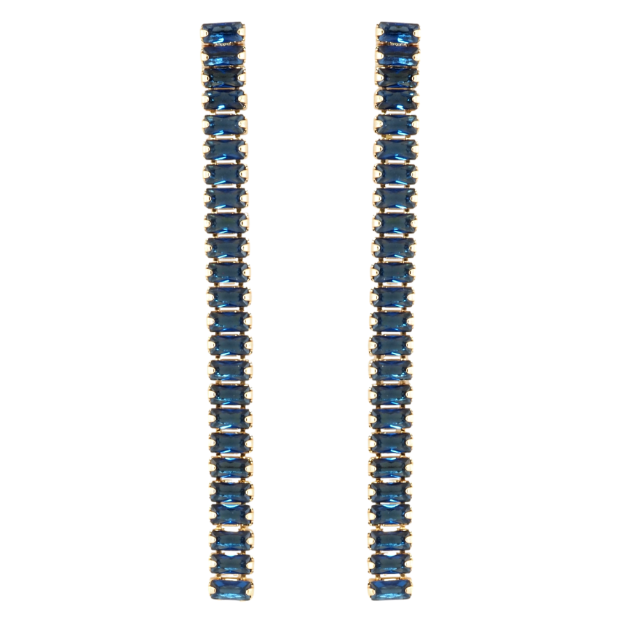 Серьги Xuping Позолота 18K пусеты Дорожки синих кристаллов фото №1 Серьги Xuping Позолота 18K пусеты Дорожки синих кристаллов фото №1