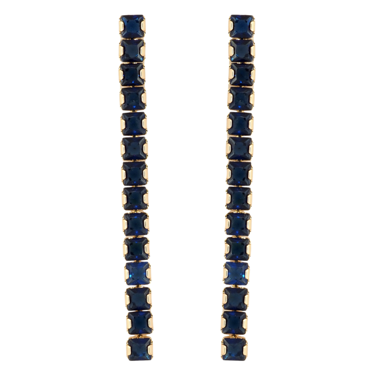 Серьги Xuping Позолота 18K пусеты Дорожки синих кристаллов фото №8