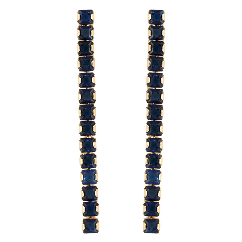 Серьги Xuping Позолота 18K пусеты Дорожки синих кристаллов фото №1