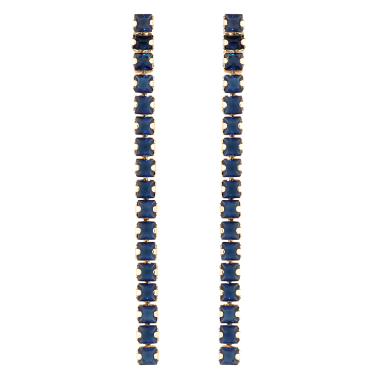 Серьги Xuping Позолота 18K пусеты Дорожки синих кристаллов фото №9