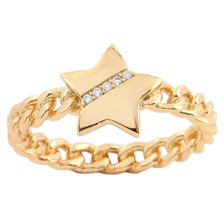 Кольцо Xuping Позолота 18K Цепочка со звездой фото №11