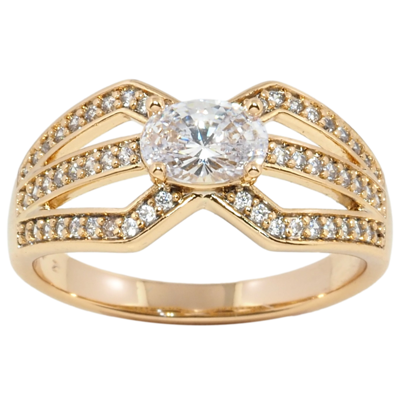 Кольцо Xuping Позолота 18K Узор с цирконием и фианитом фото №2