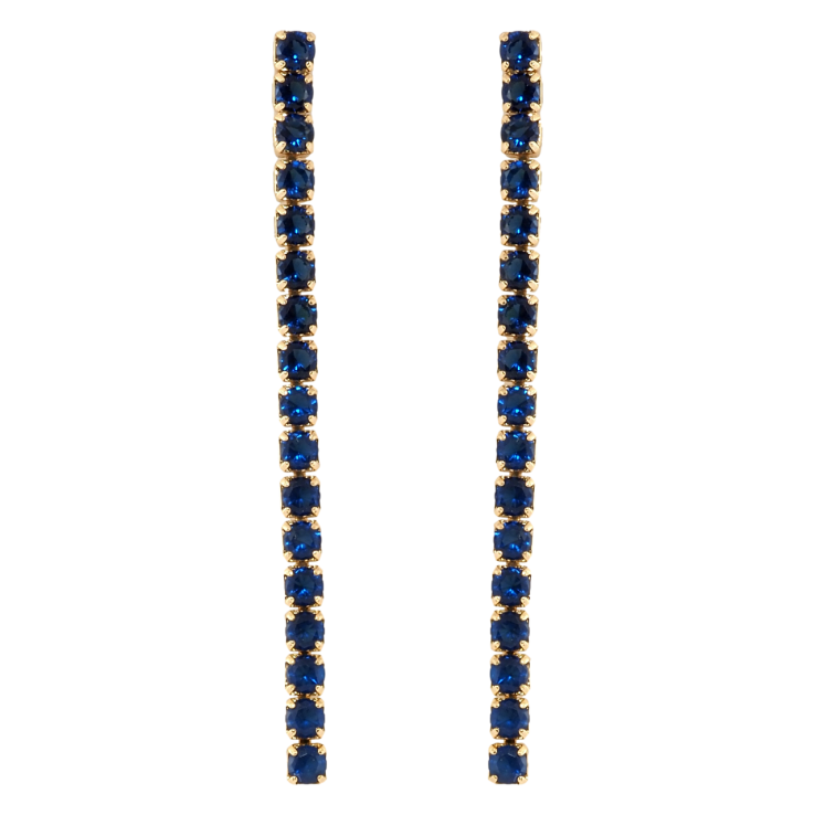 Серьги Xuping Позолота 18K пусеты Дорожки синих кристаллов фото №6