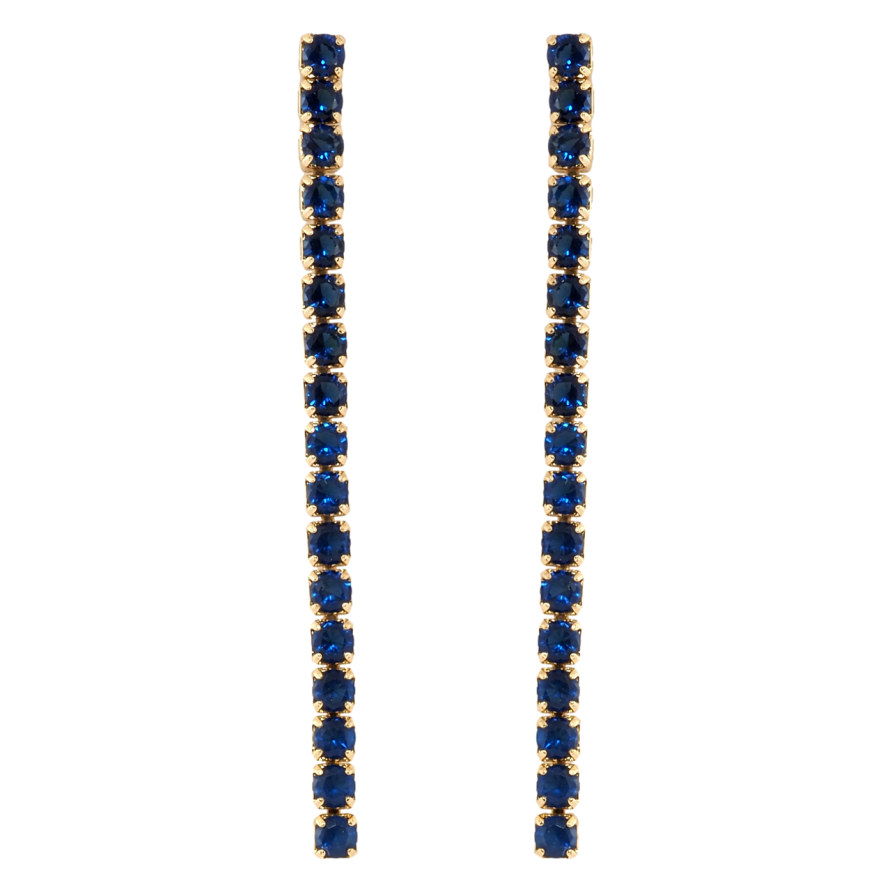 Серьги Xuping Позолота 18K пусеты Дорожки синих кристаллов фото №1 Серьги Xuping Позолота 18K пусеты Дорожки синих кристаллов фото №1