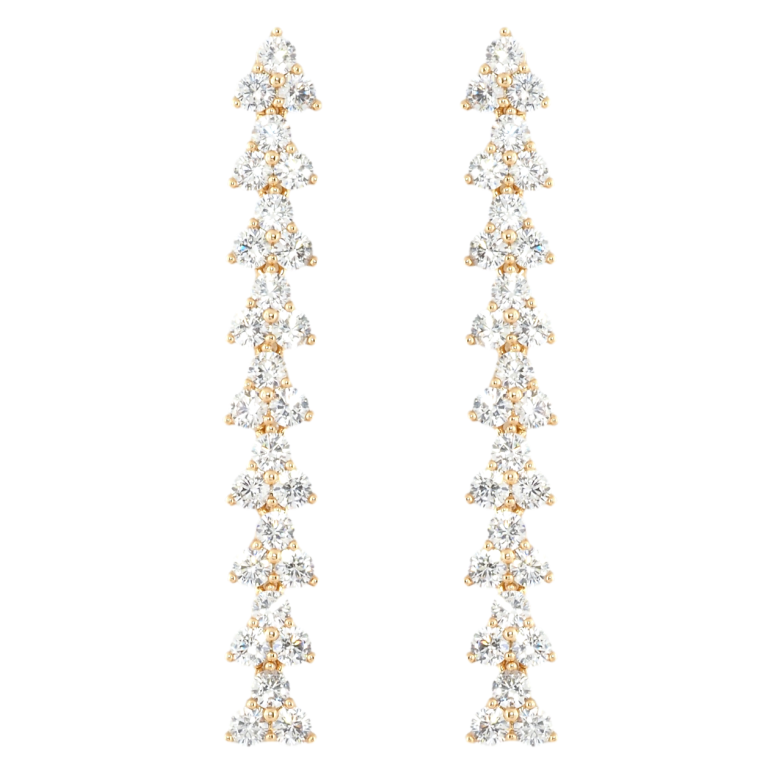 Серьги Xuping Позолота 18K пусеты Дорожки кристальных трилистников фото №1