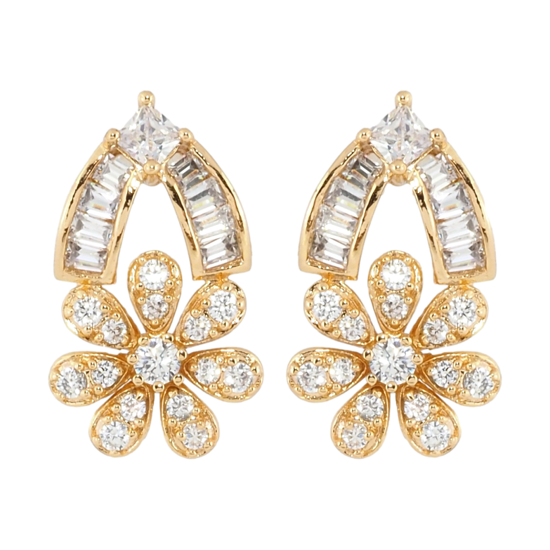 Сережки Xuping Позолота 18K пусети Квіточки з інкрустацією цирконієм фото №1 Сережки Xuping Позолота 18K пусети Квіточки з інкрустацією цирконієм фото №1