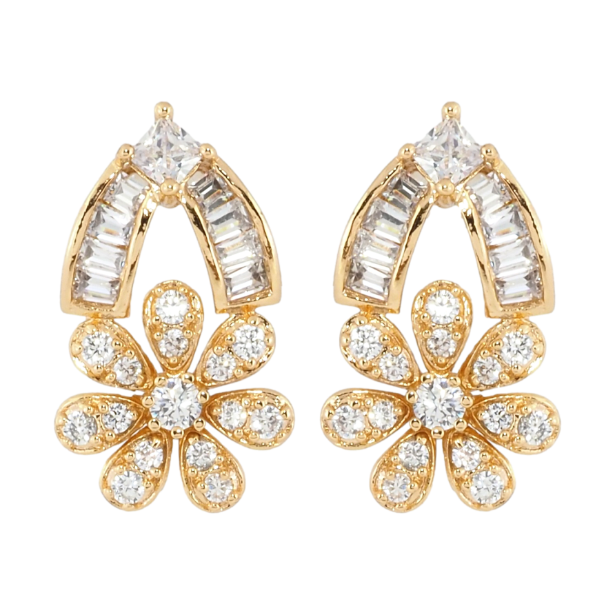 Сережки Xuping Позолота 18K пусети Квіточки з інкрустацією цирконієм фото №1 Сережки Xuping Позолота 18K пусети Квіточки з інкрустацією цирконієм фото №1