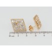 Серьги Xuping Позолота 18K пусеты Ромбы с россыпью циркония 23х18мм фото №2