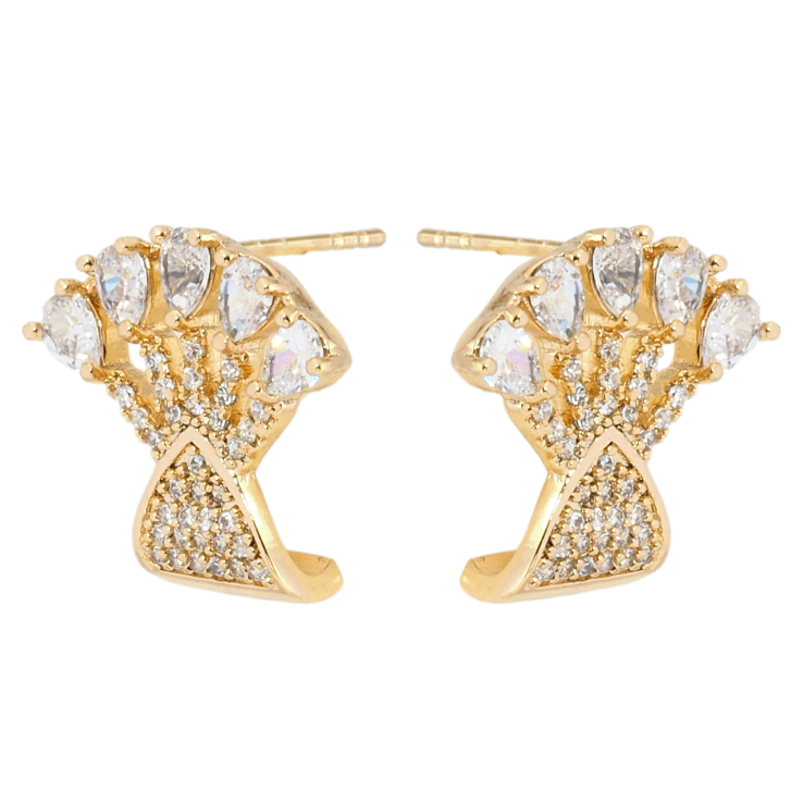 Серьги Xuping Позолота 18K пусеты Декоративный веер с цирконием фото №16