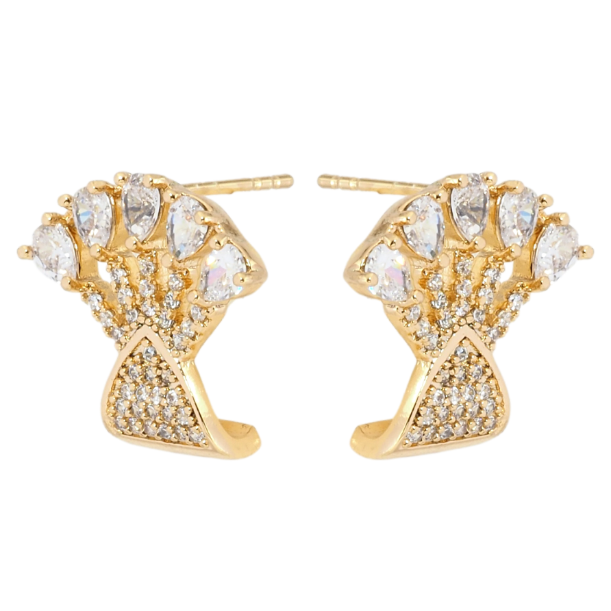 Серьги Xuping Позолота 18K пусеты Декоративный веер с цирконием фото №1