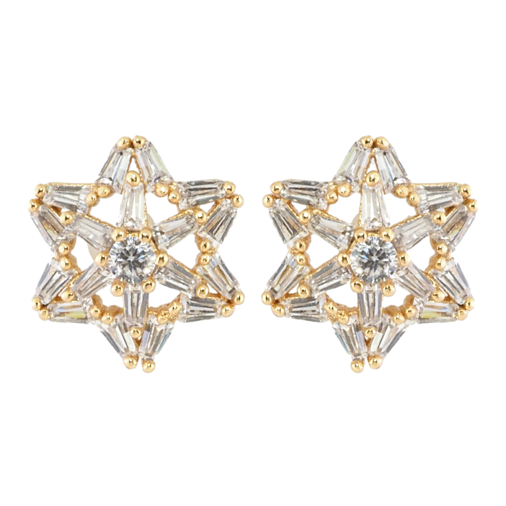 Сережки Xuping Позолота 18K пусети Зірки інкрустація цирконієм ø 13мм фото №15