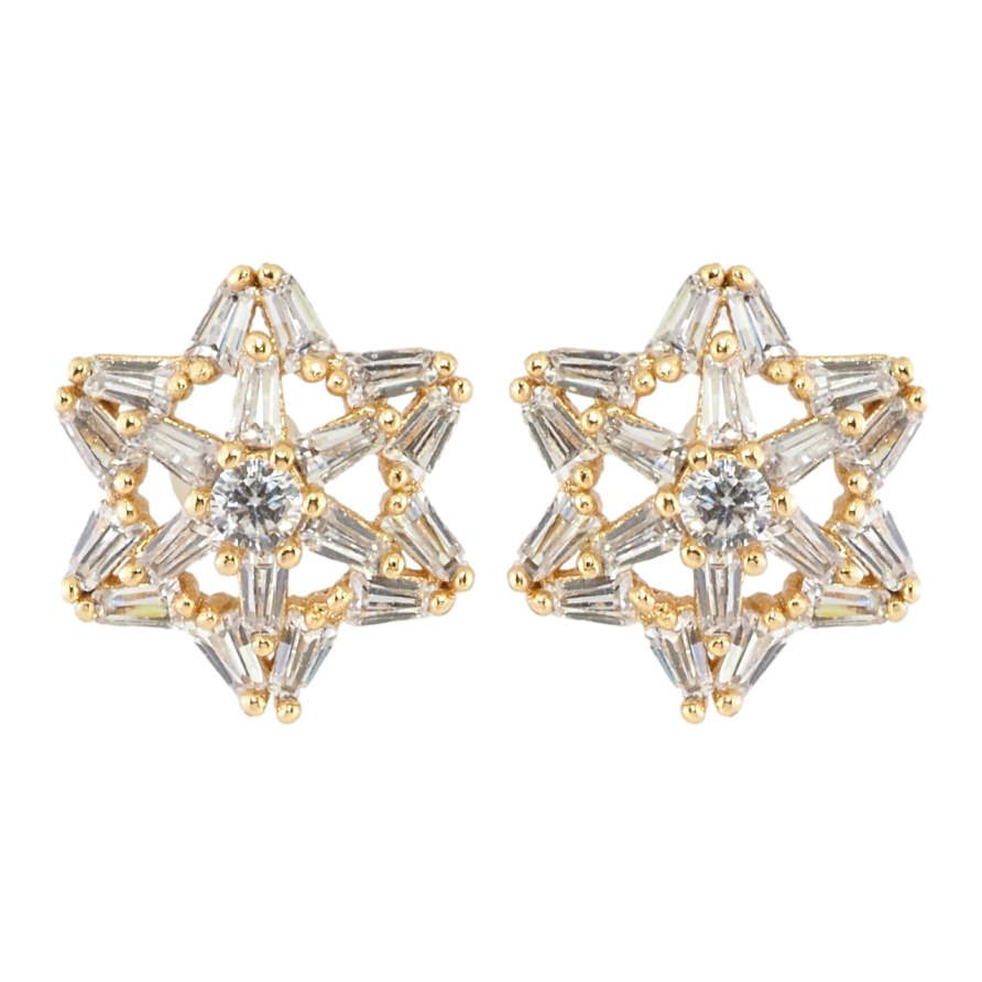 Сережки Xuping Позолота 18K пусети Зірки інкрустація цирконієм ø 13мм фото №1