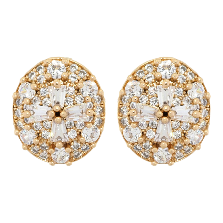 Сережки Xuping Позолота 18K пусети Овали інкрустація цирконієм 15х13мм фото №1