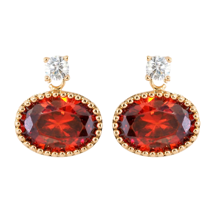 Сережки Xuping Позолота 18K пусети Червоний кристал фото №8