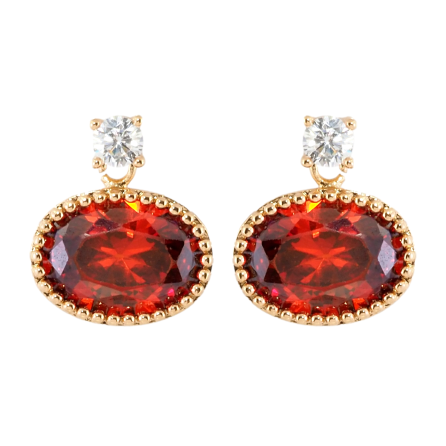 Сережки Xuping Позолота 18K пусети Червоний кристал фото №1 Сережки Xuping Позолота 18K пусети Червоний кристал фото №1