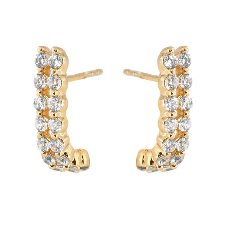 Сережки Xuping Позолота 18K пусети Вигнуті доріжки кристалів фото №2 Сережки Xuping Позолота 18K пусети Вигнуті доріжки кристалів фото №2