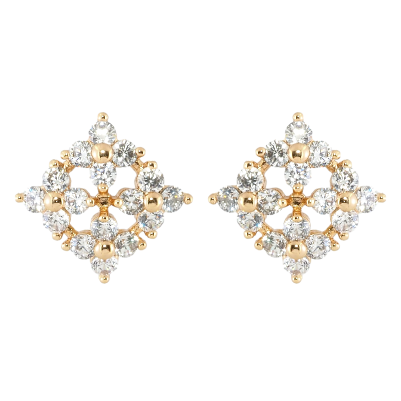 Сережки Xuping Позолота 18K пусети Ромби з квіточок з цирконієм 9х9мм фото №1 Сережки Xuping Позолота 18K пусети Ромби з квіточок з цирконієм 9х9мм фото №1