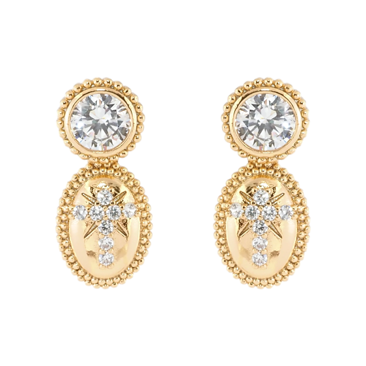 Сережки Xuping Позолота 18K пусети Візерунок Хрестики з цирконію фото №21