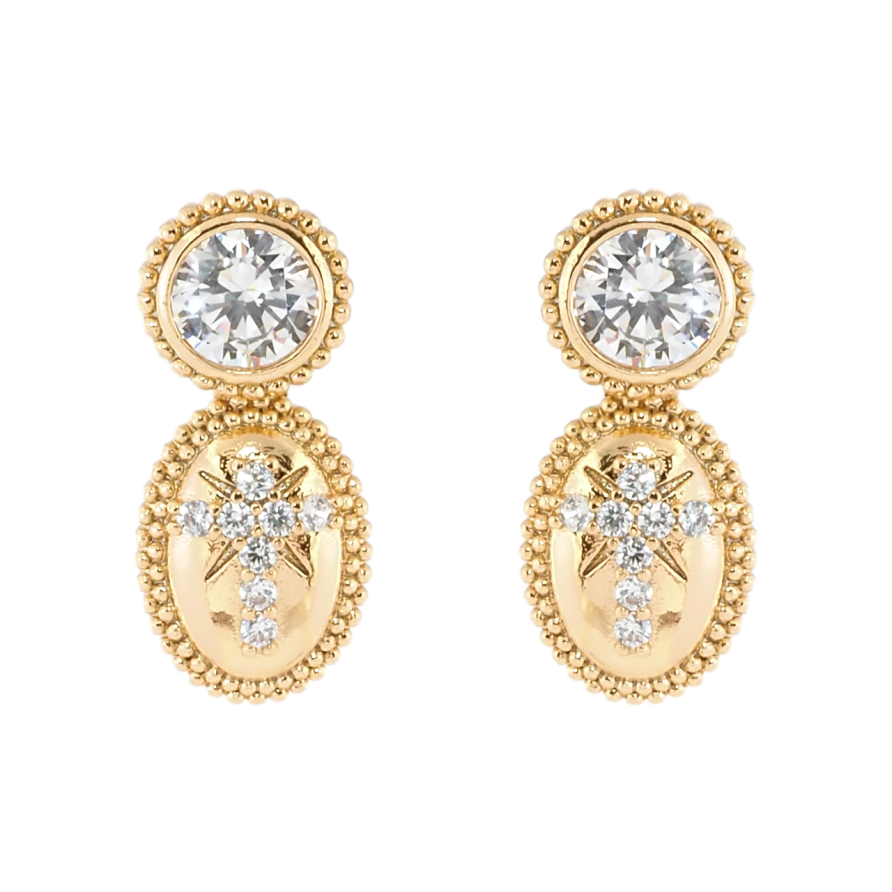 Сережки Xuping Позолота 18K пусети Візерунок Хрестики з цирконію фото №1