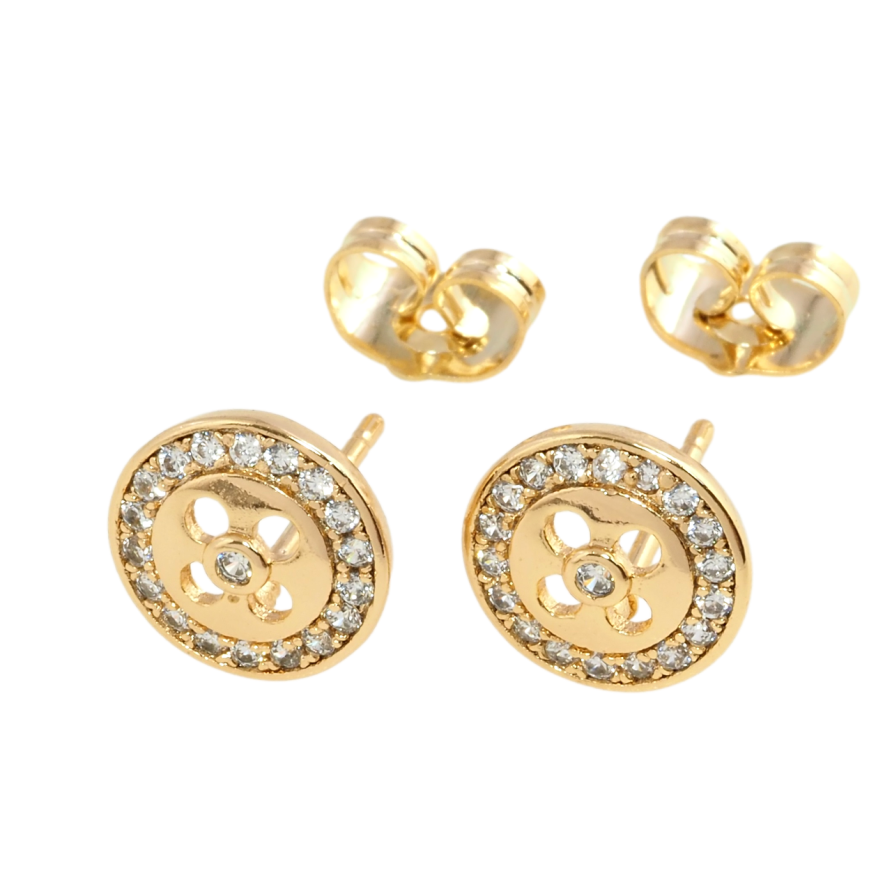 Сережки Xuping Позолота 18K пусети Гудзики з цирконієм ø 10 мм фото №1 Сережки Xuping Позолота 18K пусети Гудзики з цирконієм ø 10 мм фото №1