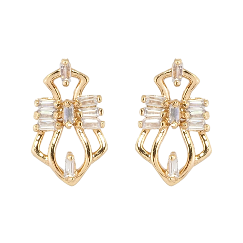 Сережки Xuping Позолота 18K пусети Фантазійний орнамент з цирконієм фото №1 Сережки Xuping Позолота 18K пусети Фантазійний орнамент з цирконієм фото №1