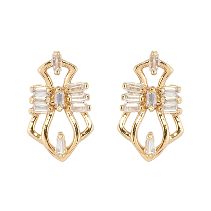 Серьги Xuping Позолота 18K пусеты Фантазийный орнамент с цирконием фото №1 Серьги Xuping Позолота 18K пусеты Фантазийный орнамент с цирконием фото №1