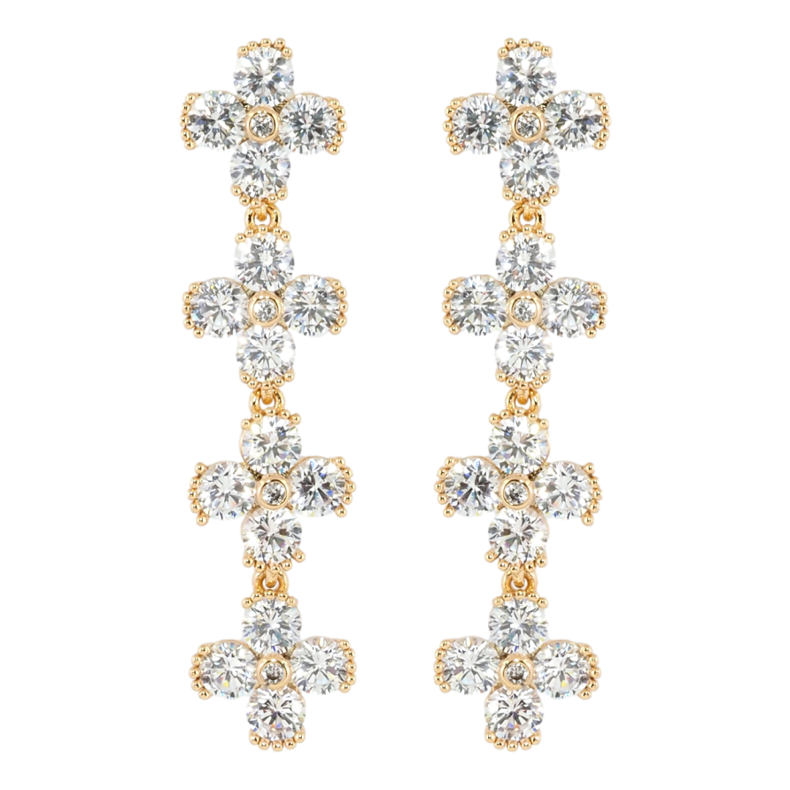 Серьги Xuping Позолота 18K пусеты Кристальные четырехлистники фото №1