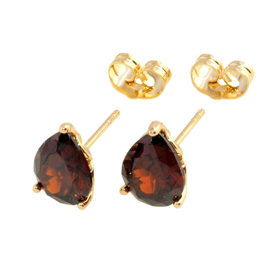 Серьги Xuping Позолота 18K пусеты Красные кристальные капли в ажурной оправе фото №1