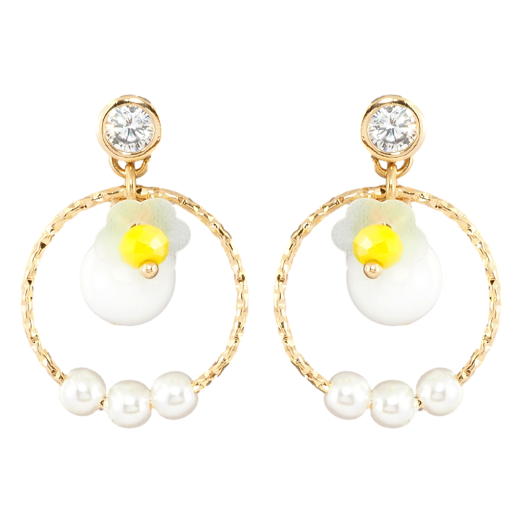 Серьги Xuping Позолота 18K пусеты Колечки с жемчужными бусинами фото №20 Серьги Xuping Позолота 18K пусеты Колечки с жемчужными бусинами фото №20