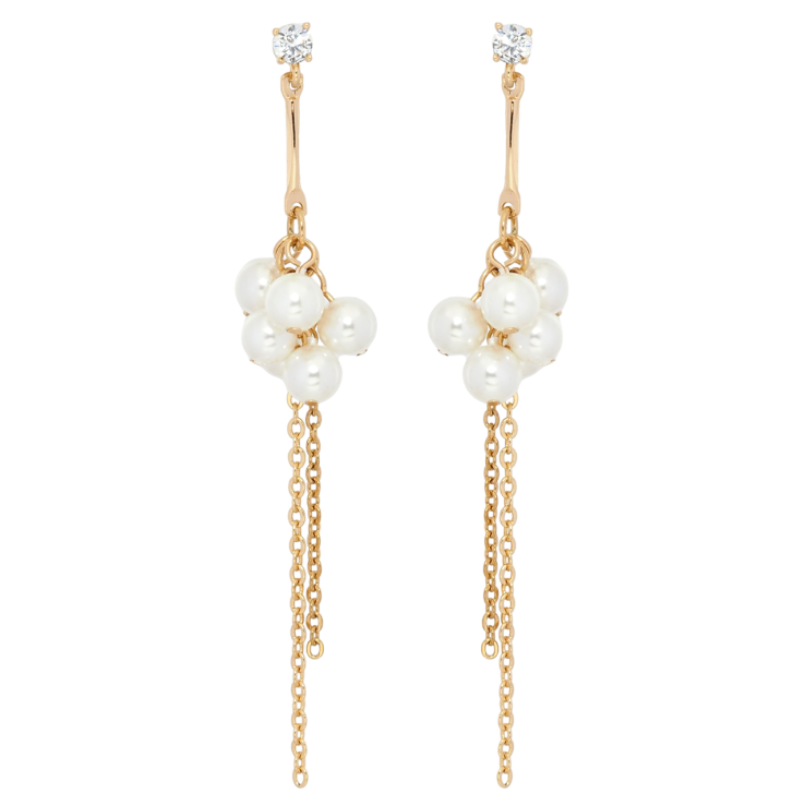 Серьги Xuping Позолота 18K пусеты Гроздья жемчужных бусин с цепочками фото №3