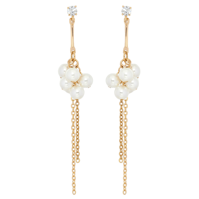 Сережки Xuping Позолота 18K пусети Грони перлинних намистин з ланцюжками фото №1