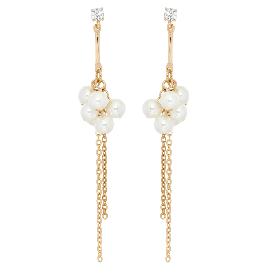 Серьги Xuping Позолота 18K пусеты Гроздья жемчужных бусин с цепочками фото №1