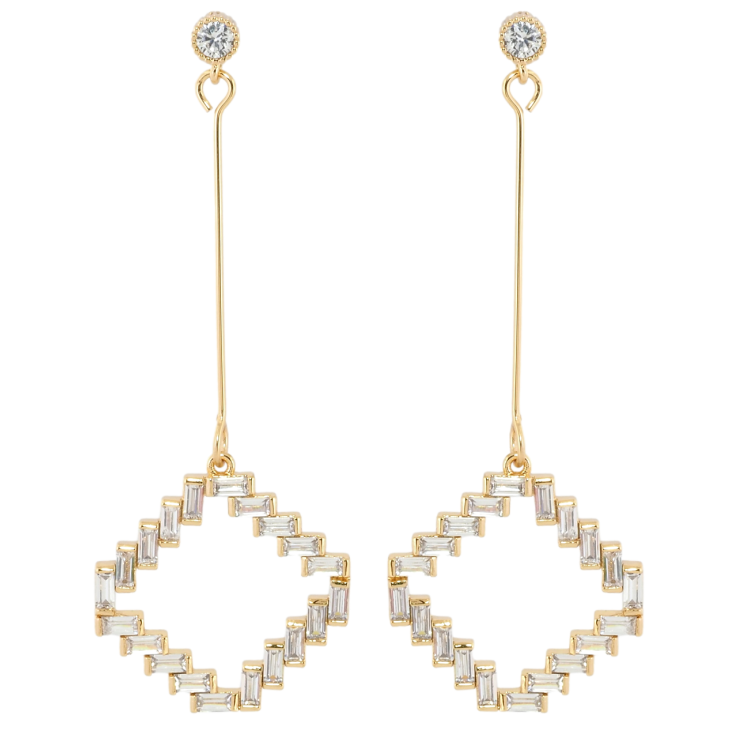 Серьги Xuping Позолота 18K пусеты Ромбы из циркония фото №13 Серьги Xuping Позолота 18K пусеты Ромбы из циркония фото №13