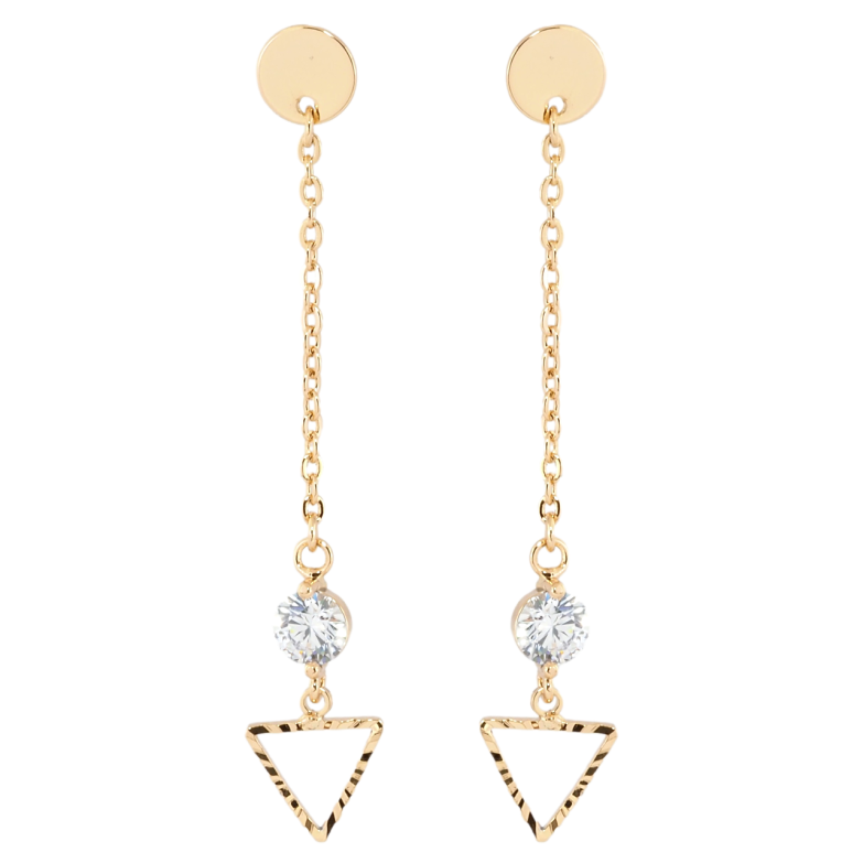 Сережки Xuping Позолота 18K пусети Трикутні підвіски з кристалом на ланцюжку фото №1 Сережки Xuping Позолота 18K пусети Трикутні підвіски з кристалом на ланцюжку фото №1