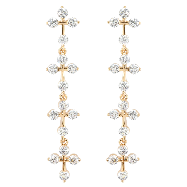 Сережки Xuping Позолота 18K пусети Підвіски з кришталевих хрестиків фото №14