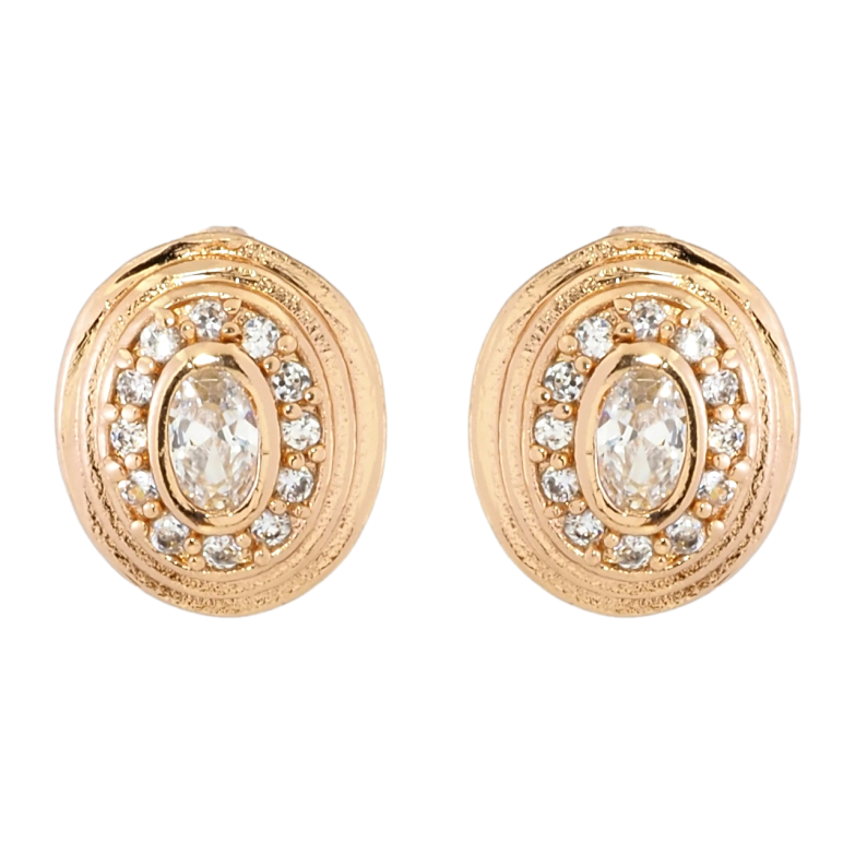 Серьги Xuping Позолота 18K пусеты Овалы с цирконием фото №1 Серьги Xuping Позолота 18K пусеты Овалы с цирконием фото №1