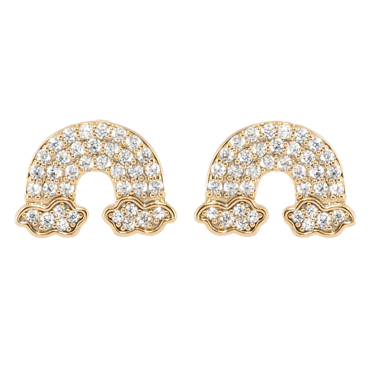 Сережки Xuping Позолота 18K пусети Веселка інкрустація цирконієм фото №3 Сережки Xuping Позолота 18K пусети Веселка інкрустація цирконієм фото №3