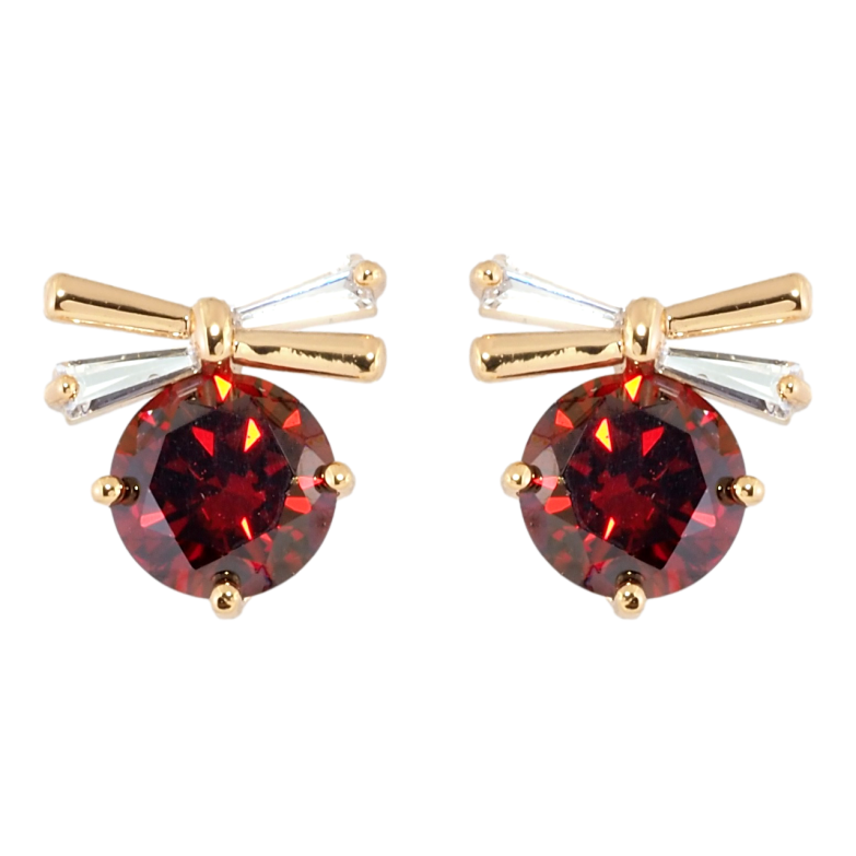 Серьги Xuping Позолота 18K пусеты Красные кристаллы с бантами фото №2 Серьги Xuping Позолота 18K пусеты Красные кристаллы с бантами фото №2