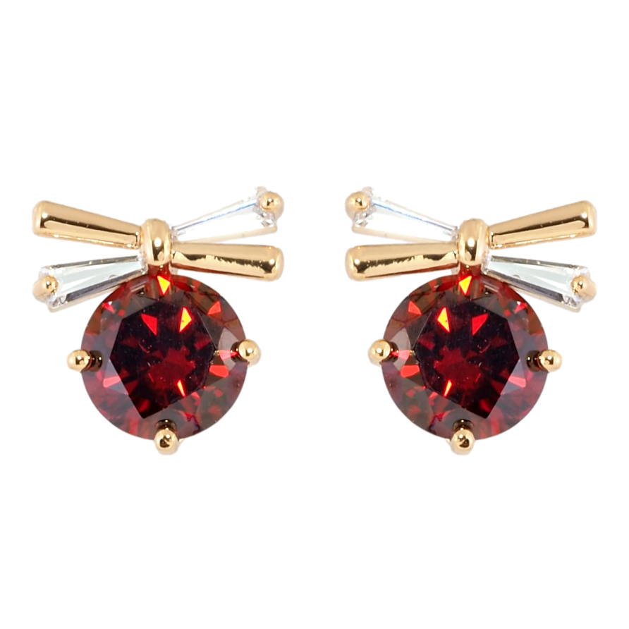 Серьги Xuping Позолота 18K пусеты Красные кристаллы с бантами фото №1 Серьги Xuping Позолота 18K пусеты Красные кристаллы с бантами фото №1
