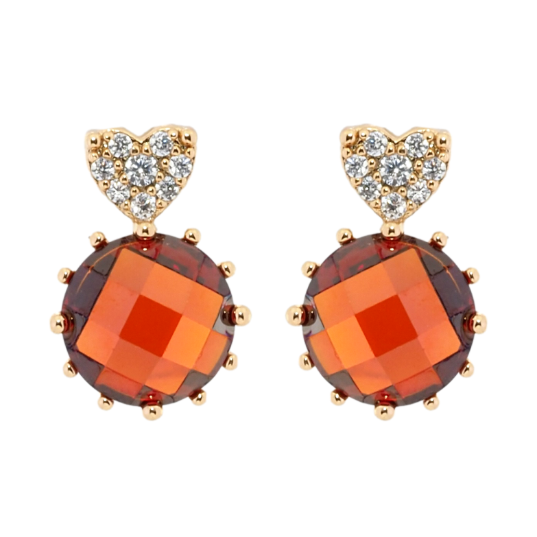 Сережки Xuping Позолота 18K пусети Червоні кристали із серцями фото №2 Сережки Xuping Позолота 18K пусети Червоні кристали із серцями фото №2
