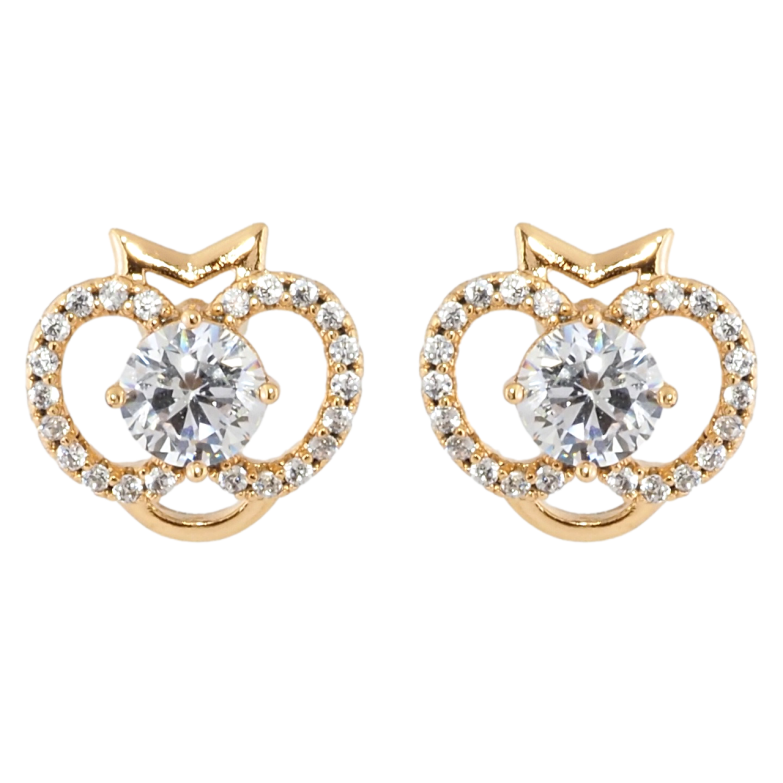 Серьги Xuping Позолота 18K пусеты Кристальные яблочки фото №1 Серьги Xuping Позолота 18K пусеты Кристальные яблочки фото №1