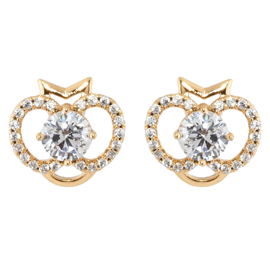 Сережки Xuping Позолота 18K пусети Кристальні яблучка фото №1 Сережки Xuping Позолота 18K пусети Кристальні яблучка фото №1
