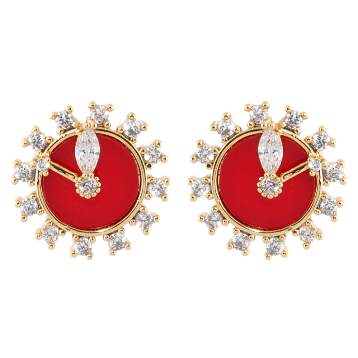 Серьги Xuping Позолота 18K пусеты Часики с цирконием фото №9